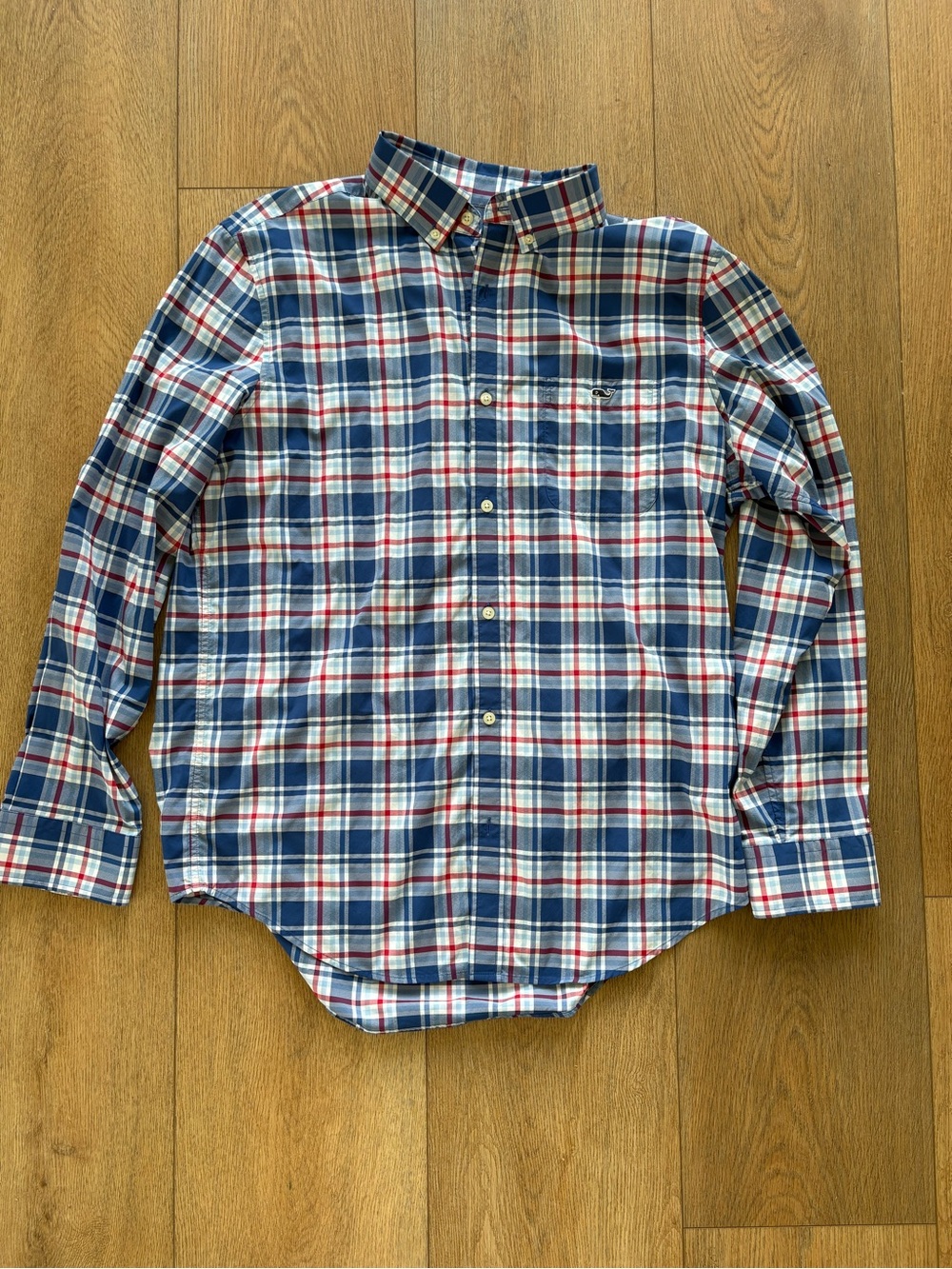 Vineyard Vines Blue, White & Red Plaid Button-Down Shirt